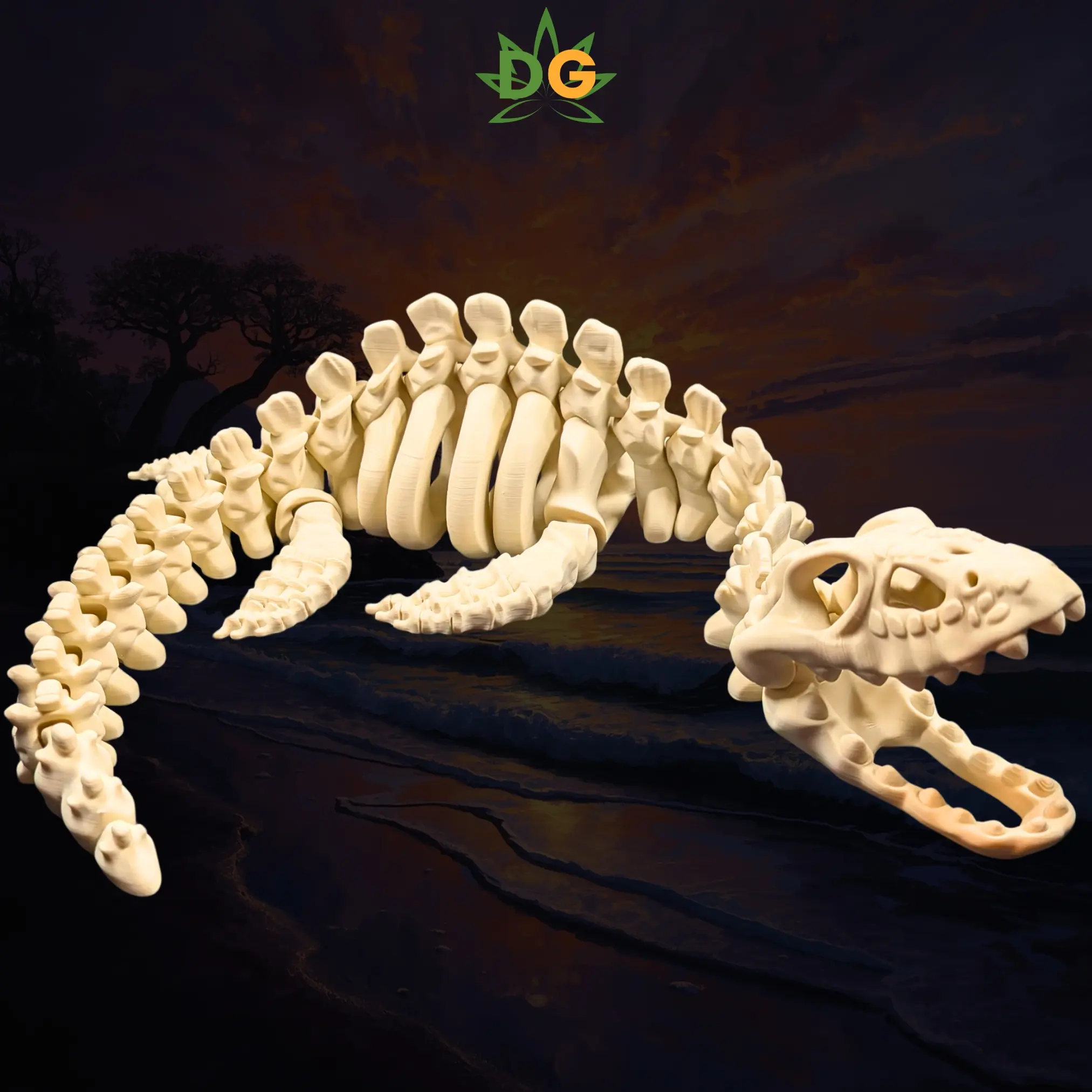 DG XL Articulated Plesiosaur Skeleton Flexi | 3D Printed Prehistoric Marine Reptile