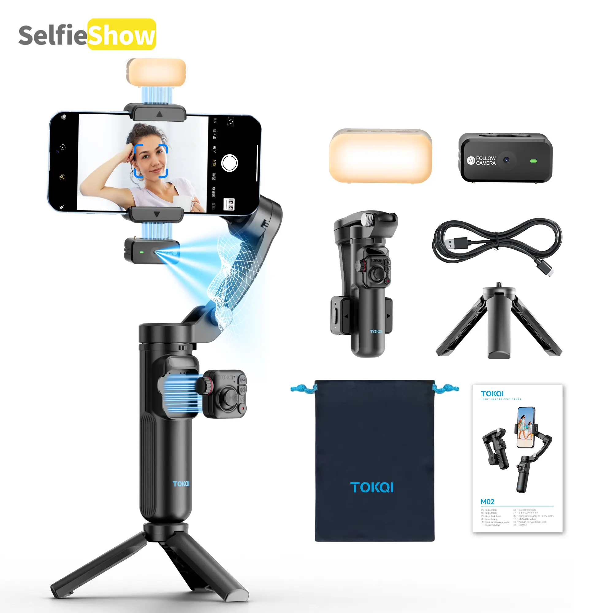 3-Axis Smartphone Gimbal Stabilizer with Face Tracking, Anti-Shake Phone Gimbal with Selfie Camera Mount for Content Creators, Vloggers, TikTok, Live Streaming & Video Recording,tiktokshopstockup