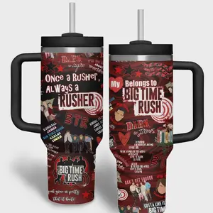 Big Time Rush Music Custom Cup 40 oz 20 oz Tumbler With Handle, Gift for fans, gift for girl friends Drinkware Water Bottles Mug Bottled Portable Washable