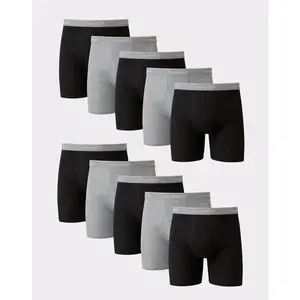 Men's Cotton Boxer Brief Underwear Super Value Pack 10-pack Multi Comfortable Fit Soft Stretch Fabric Breathable 2349k0