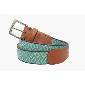 Gasparilla Woven Belt - Stone/Fairway Green/Navy