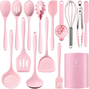 12pcs/set Silicone Kitchen Utensils Set, Heat-Resistant Up to 446°F, Non-Stick Kitchen Tools, Cooking Accessories, Dishwasher Safe, Includes Spatula, Tongs and Brush
