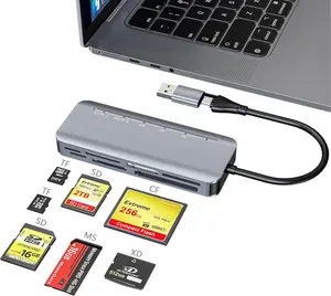 7 in 1 Memory Stick Pro Duo Card Reader, USB-C Multi Cards Reader for SD/TF/CF/MS/XD Cards, SD Card Reader for iPhone, Tablet, Laptop, Windows, Linux, Android, Camera, Game Track Camera