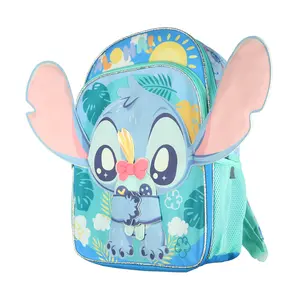 Disney Lilo & Stitch Backpack 16" 3D Character Applique Book Bag with Removable Scrump Coin Pouch