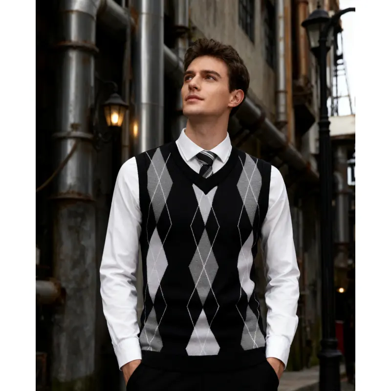 Fall Outfits Men's V-Neck Sleeveless Argyle Sweater Vest Slim Fit Casual Knitted Pullover for Spring Autumn Winter Office Wear & Party Events - TikTok Shop Fall Outfits Men's V-Neck Sleeveless Argyle Sweater Vest Slim Fit Casual Knitted Pullover for Spring Autumn Winter Office Wear & Party Events - TikTok Shop