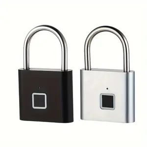[ Fingerprint Lock] 20 Fingerprint Charging Fingerprint Smart Lock - Zinc Alloy, Easy Unlock-Black