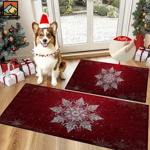 1pc Christmas snowflake-patterned anti-slip doormat, super fiber anti-slip doormat, suitable for festive party decoration, kitchen, bathroom, dining room, bedroom, can be given as a Christmas gift