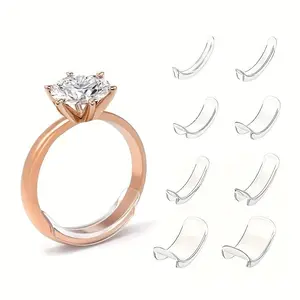 Adjustable Ring Sizer Set, 8pcs Easy Invisible Ring Adjuster Pads, Universal Fit Ring Fixator, Fits All Sizes, Jewelry Tools