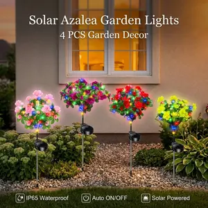4PCS Solar Azalea Flower Lights for Garden, Waterproof LEDOutdoor Decor