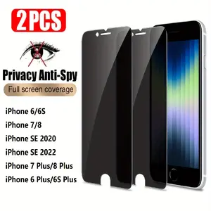 2 Pcs Tempered Glass Privacy Screen Protector for Smartphone iPhone 6/6S/7/8 Plus SE 2020/2022, High Responsive Anti-Spy Glossy Film, Full Coverage Display Guard Accessories