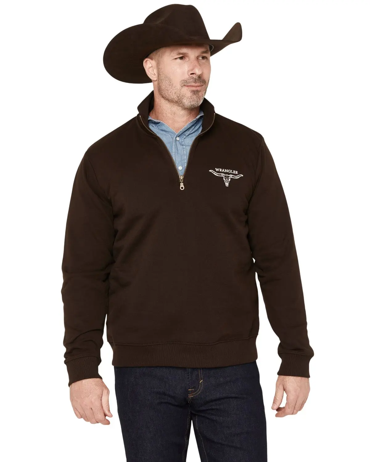 Wrangler Men's Men'S Solid Steer Head 1/4 Zip Pullover - 112379609