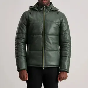 Gordon Hooded Leather Puffer Jacket