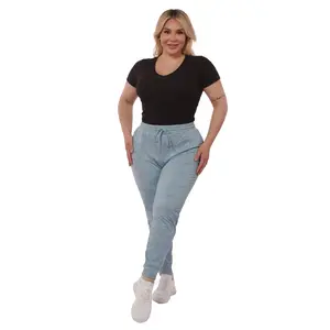 Plus Size Soft Brushed Fleece Lined Sweatpants - Aqua Space Dye