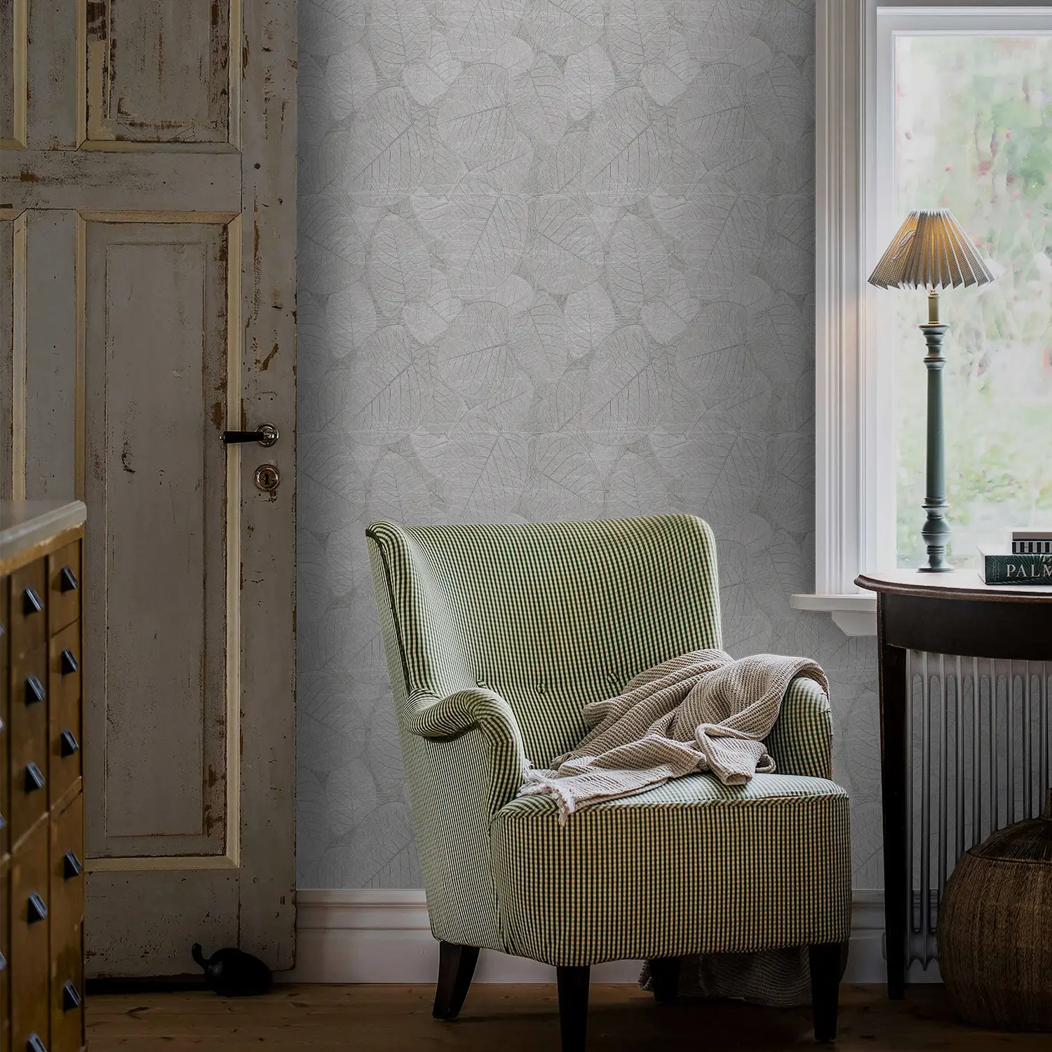 Striped Leaf Peel & Stick Wallpaper, Waterproof Removable Vinyl Wall Sticker, Self-Adhesive Easy Installation Home Decor