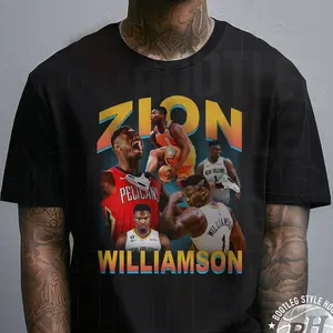 JALILELKHOURY Zion Williamson Vintage 90s Bootleg Tee Featuring Classic Basketball Design Perfect For Fans Of New Orleans Hoops