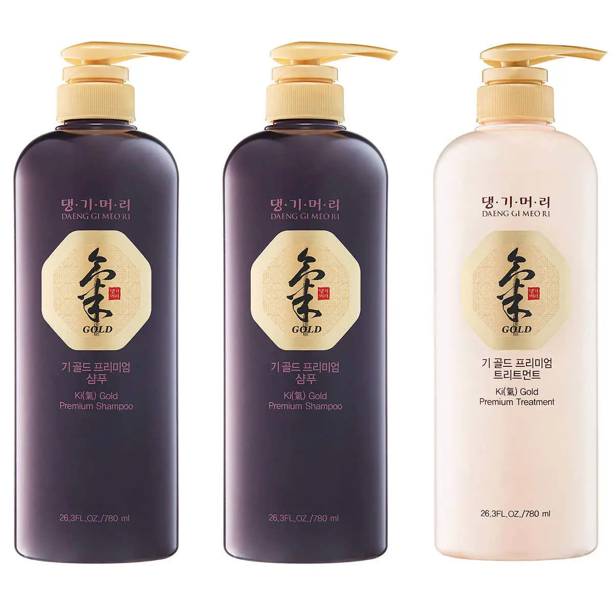 Daeng Gi Meo Ri Ki Gold Premium Haircare Set - Anti-Thinning Shampoo & Nourishing Treatment with Herb Extract for Scalp Health and Silky Hair, For All Hair Types, 3-Pack (780g), Conditioner, Gentle Hair Care