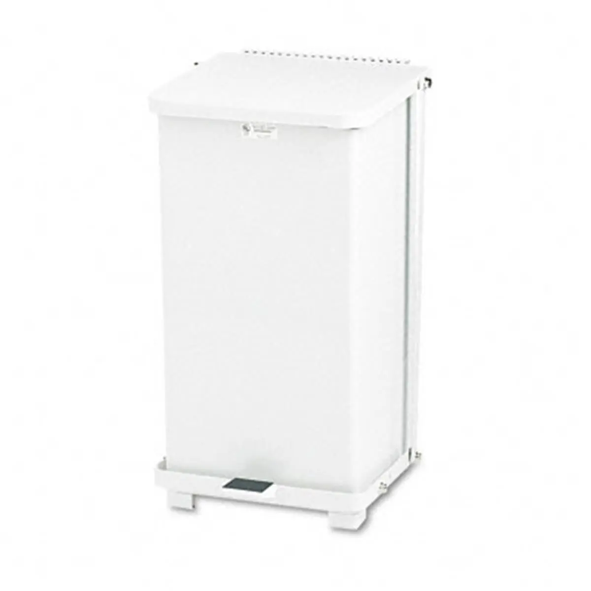 Rubbermaid Commercial ST12EPLWH Defenders Biohazard Step Can- Square- Steel- 12 gal- White