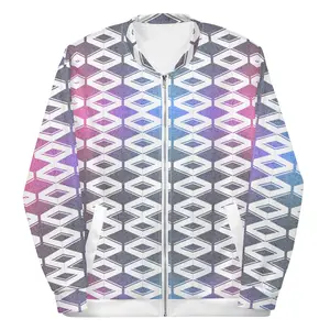 Laser Gradient Diamond Pattern Unisex Bomber Jacket