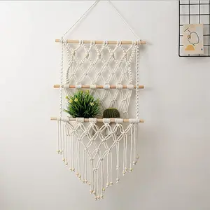 Bohemian woven storage rack, book and magazine rack, home decoration storage wall shelf