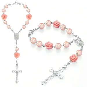 Car Rearview Mirror Hanging Decoration, Beaded Cross Hanging Accessories for Interior Decor, Universal Car Interior Accessory