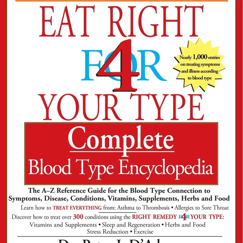 USED Book - Eat Right 4 Your Type Complete Blood Type Encyclopedia: The A-Z Reference Guide for the Blood Type Connection to Symptoms, Disease, Conditions, Vitami by D'Adamo, Peter J. (Paperback) - english