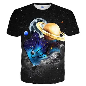Unisex 3D Print Space T-Shirt Featuring Galaxy, Planets (Saturn, Moon), Starry Nebula Figure, Casual Streetwear for Space Enthusiasts, Perfect for Daily Wear, Parties & Cosmic-Themed Gatherings
