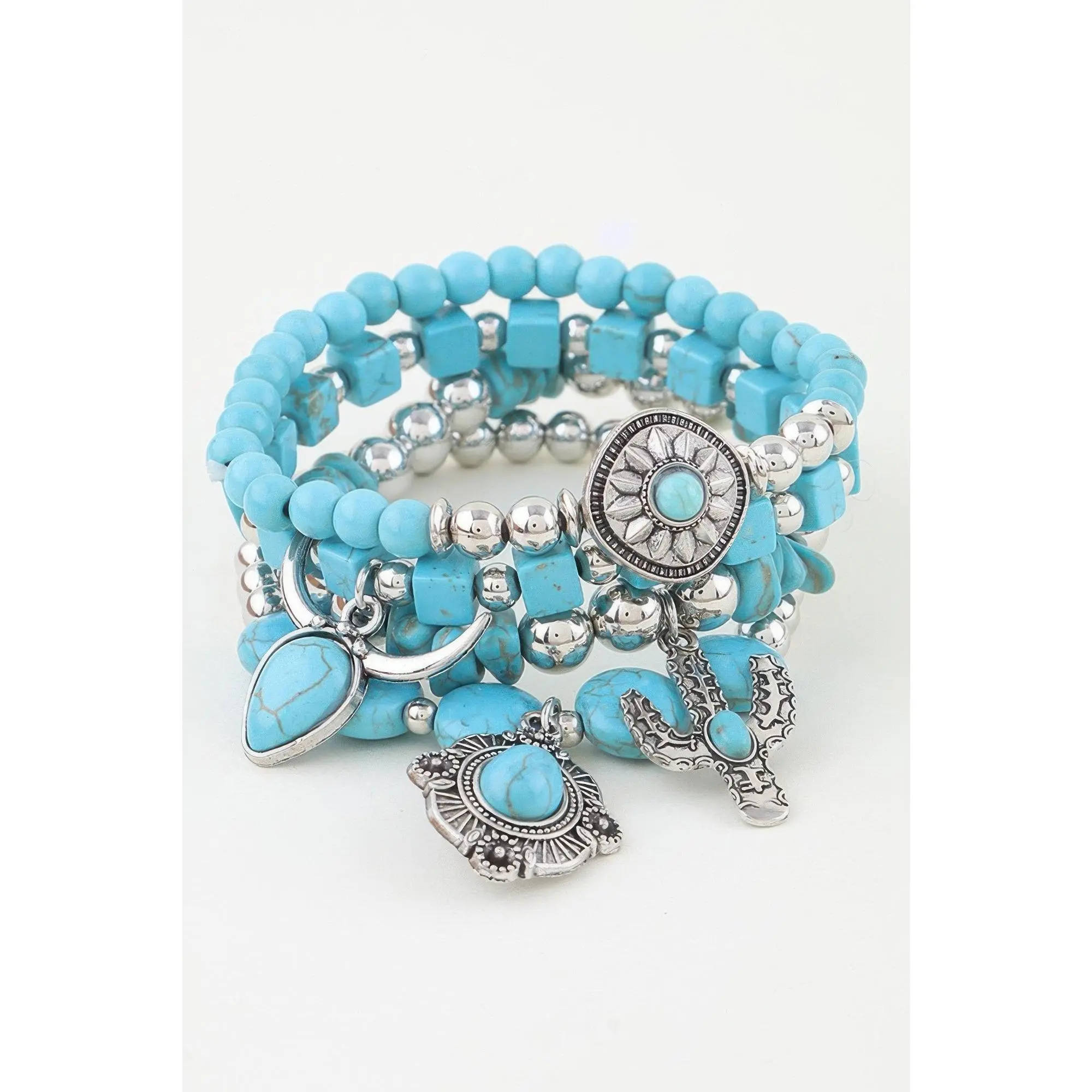 Multi Antique Charm Beaded Bracelet