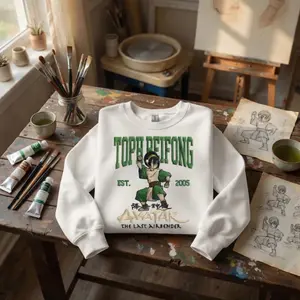 Avatar TOPH BEIFONG Embroidered Sweatshirt, Air Bender Cartoon Crewneck, ATLA Inspired Anime Hoodie, Fan Gift