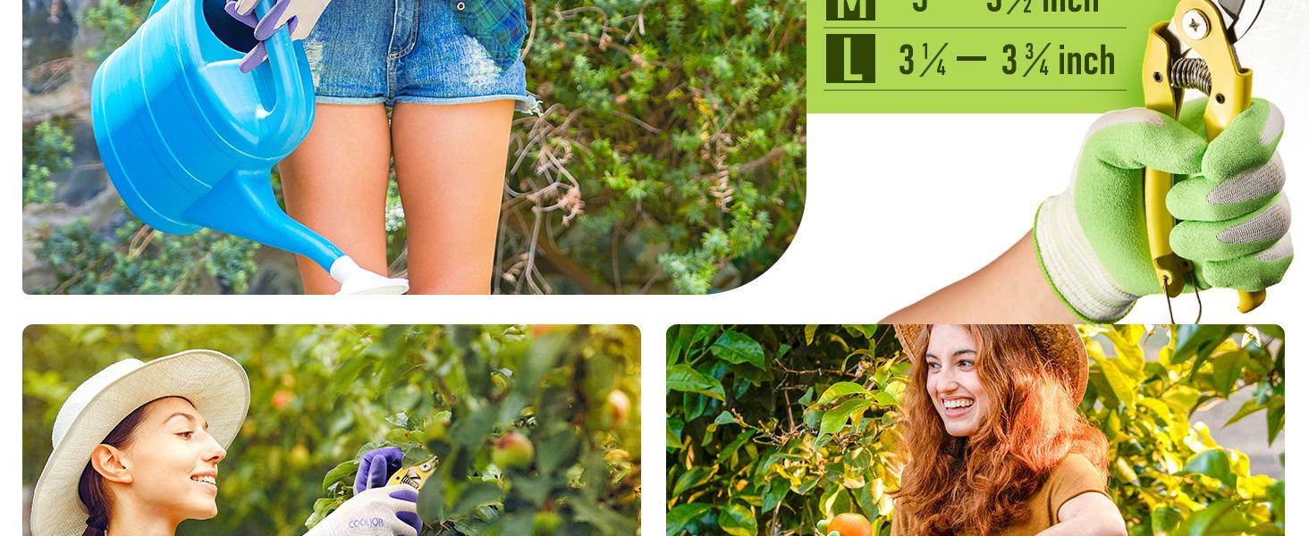 COOLJOB 2/6/10 Pairs Gardening Gloves for Women Ladies, Breathable Rubber Coated for Yard Garden, Lavender Purple & Green Apple