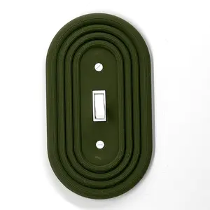 Mid-Century Modern Olive Green Oval Light Switch Cover - Stylish Functional Wall Plate with Matching Screws & Easy Installation
