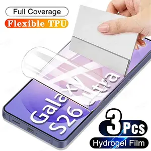 3-Pack Samsung S26/s25/s24/s23/s22 Ultra Plus Fe Edge Water Gel Film, Full Coverage HD Screen Protector, Anti-Fingerprint, Bubble-Free, Touch-Sensitive