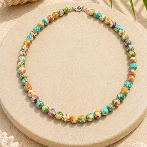 Spiny Oyster Shell Necklace - Colorful Beads, Adjustable Length, Elegant Design, Perfect for Everyday Wear