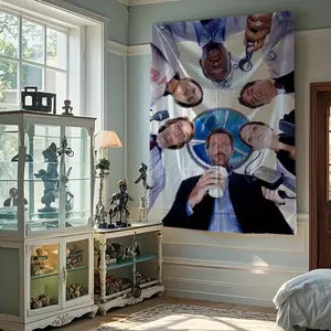 House M.D. Tapestry] House M.D. TV Show Tapestry - 100% Soft Peach Light Beige Fabric, Wrinkle-Resistant & Lightweight Wall Hanging Decor for Dorm, Living Room, Party Photo Backdrop - Perfect Gift for Fans, Birthday, Christmas, Tv Room Decoration, Dorm R
