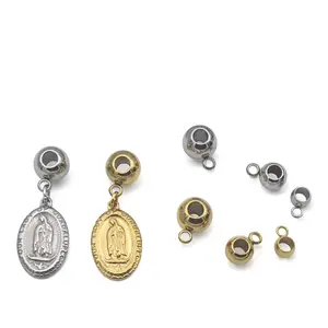 Stainless Bail Beads – Large Hole Charm Connectors for DIY Jewelry, Gold & Silver Tone