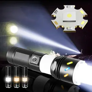 Rechargeable Handheld Flashlight, High-power Flashlight with 4500mAh Large Capacity Battery, Adjustable Focal Length Flashlight for Camping & Hiking