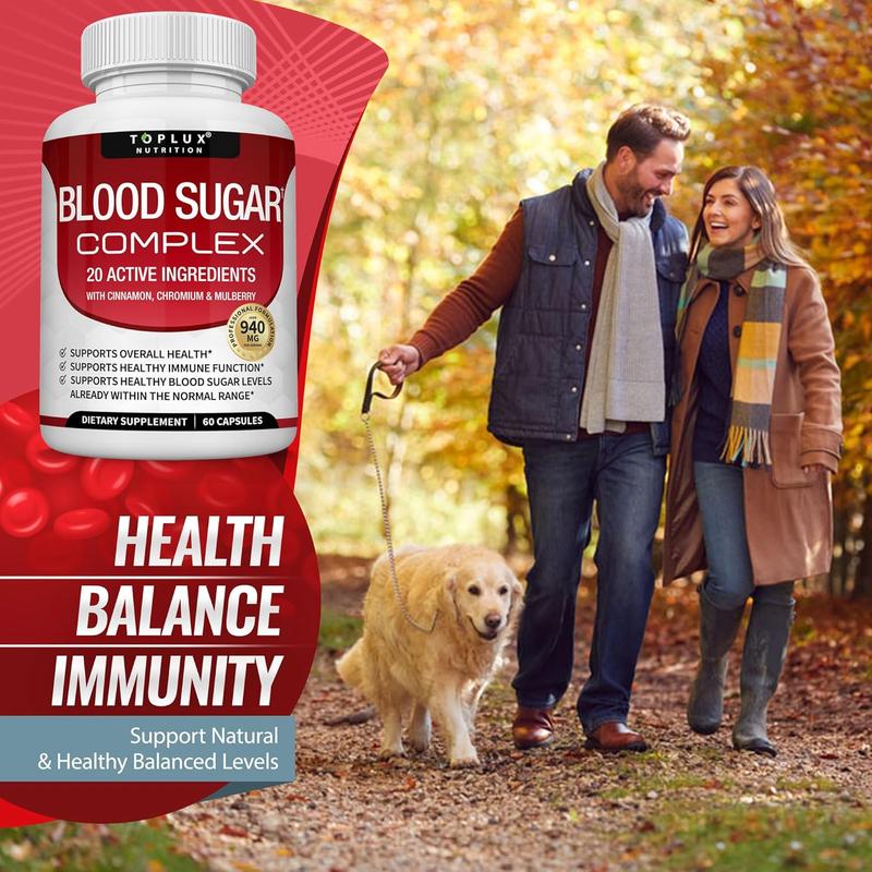 3 Packs Top lux Nutrition Healthy Edible Blood Sugar Complex 20 Vitamins & Minerals for Healthy Blood Sugar Levels - 940mg Healthcare Supplement with Cinnamon, Chromium & Mulberry for Enhanced Dietary Support, edible vitamin, wellness dietary health care