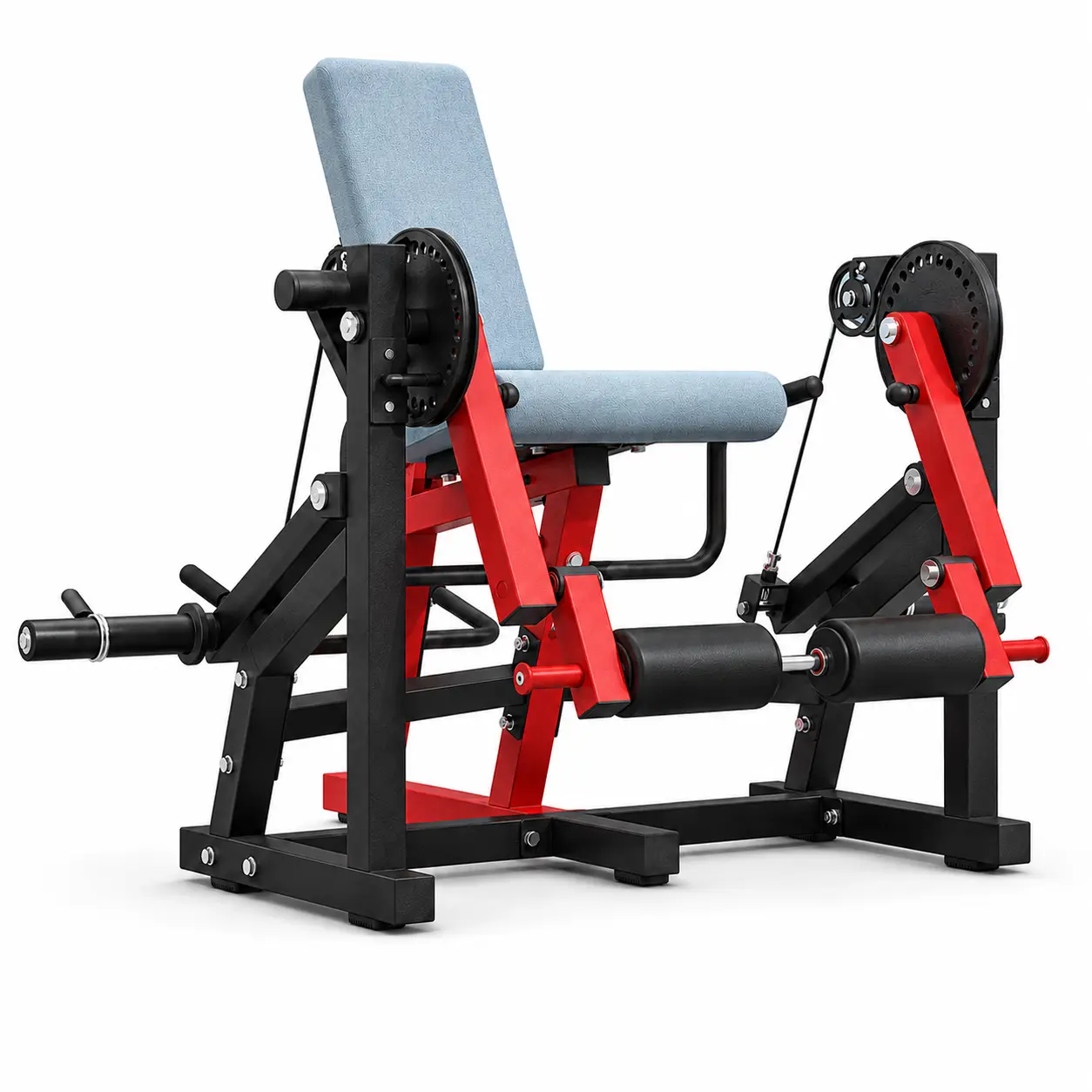 Bezliving Leg Extension and Curl Machine, Plate Loaded Seated Leg Extension & Lying Leg Curl Bench, Unilateral/Bilateral Quad and Hamstring Trainer for Home Gym Lower Body Workout
