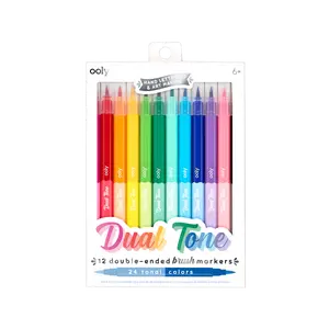 Dual Tone Double Ended Brush Marker - set of 12/24 colors