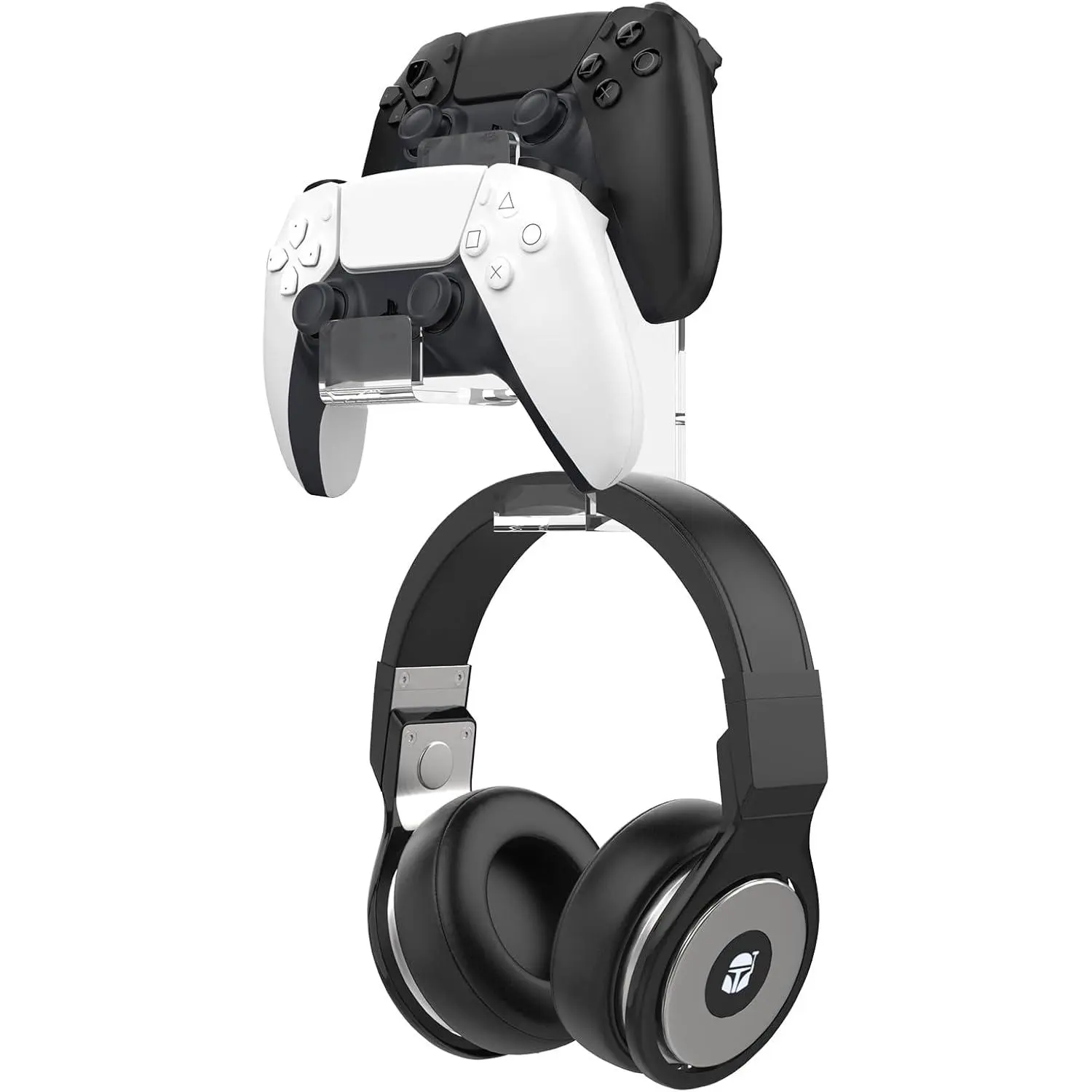 Metal Acrylic Dual-Use Game Controller Holder Stand with 2 Headphone Hangers, Multi-Platform Wall Mount Accessory (Includes Screws & Strong Adhesive), Compatible with PS/Steam/Switch Gamepads & Headsets, p 723314152004, Audio & Video Accessory