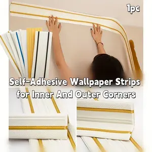 Self-Adhesive Wallpaper Strips for Inner And Outer Corners，Background Wall Skirt Decoration Sticker, Top Corner Anti-Collision Strip, Perfect for Ceiling And Wall Decoration, Modern, No Special Treatment