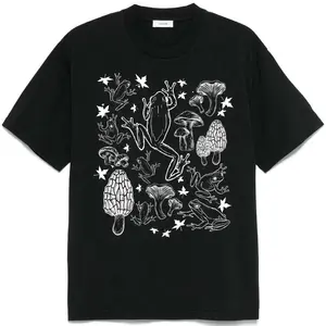 Frogs And Mushrooms Vintage Style Shirt, Retro Botanical Cottagecore Goblincore Tee, Vintage Aesthetic Nature Top, Dark Academia,Frog Lovers