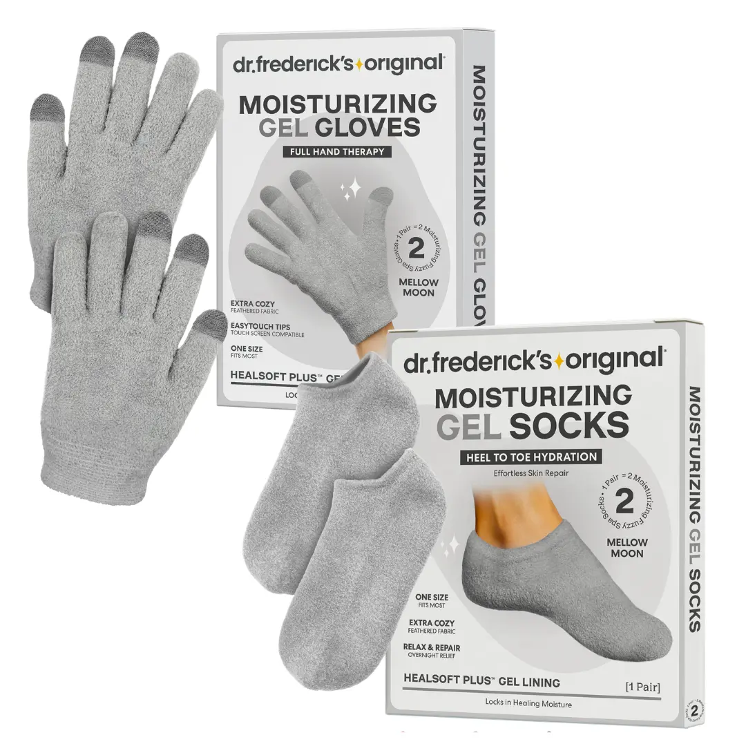 Gray - Skincare Duo - Moisturizing Gel Gloves - Full Foot Gel Socks - HealSoft Plus Gel - Dry Skin Relief