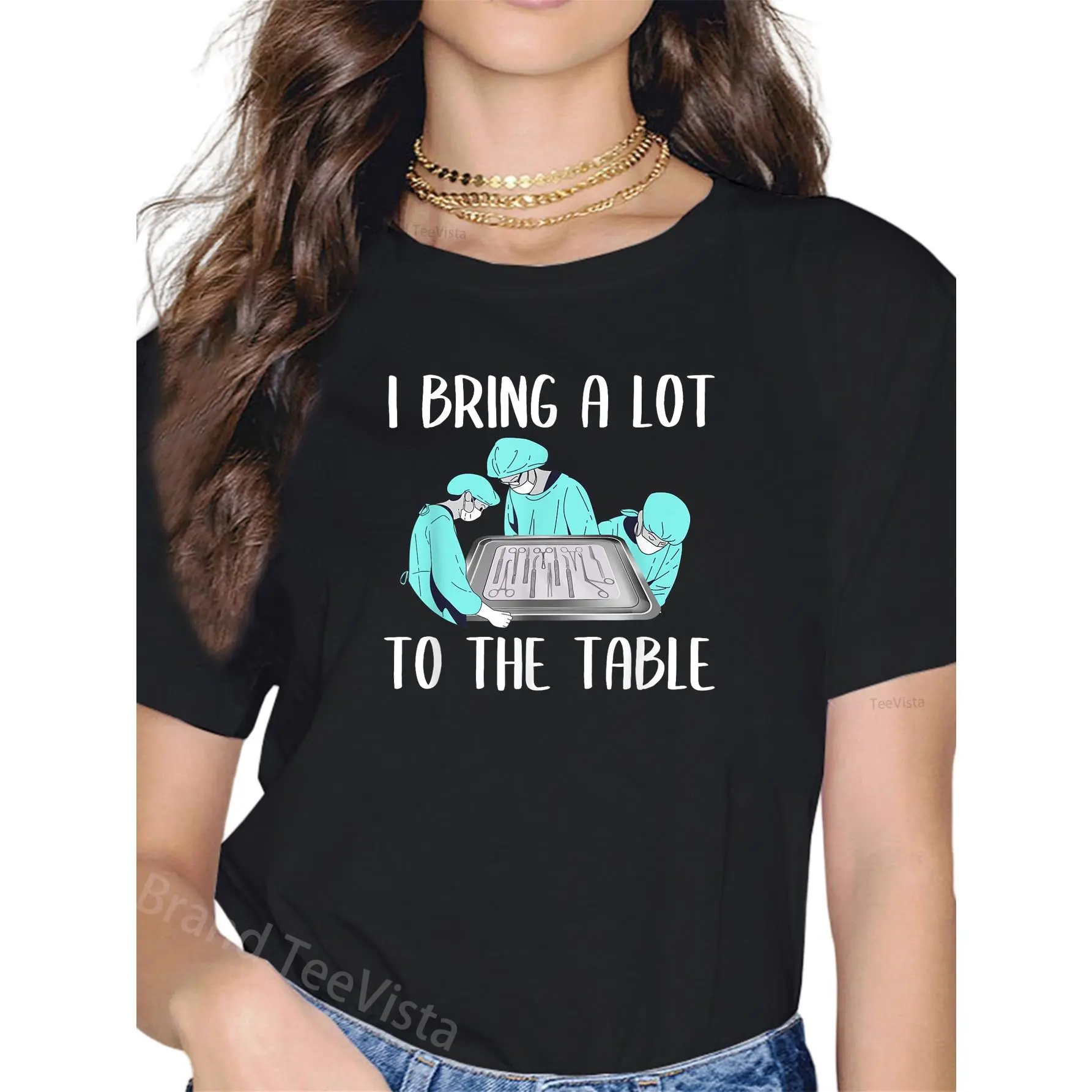Lady's Casual Short-Sleeve Everyday Graphic OR Operating Room Surgical Nurse T-Shirt