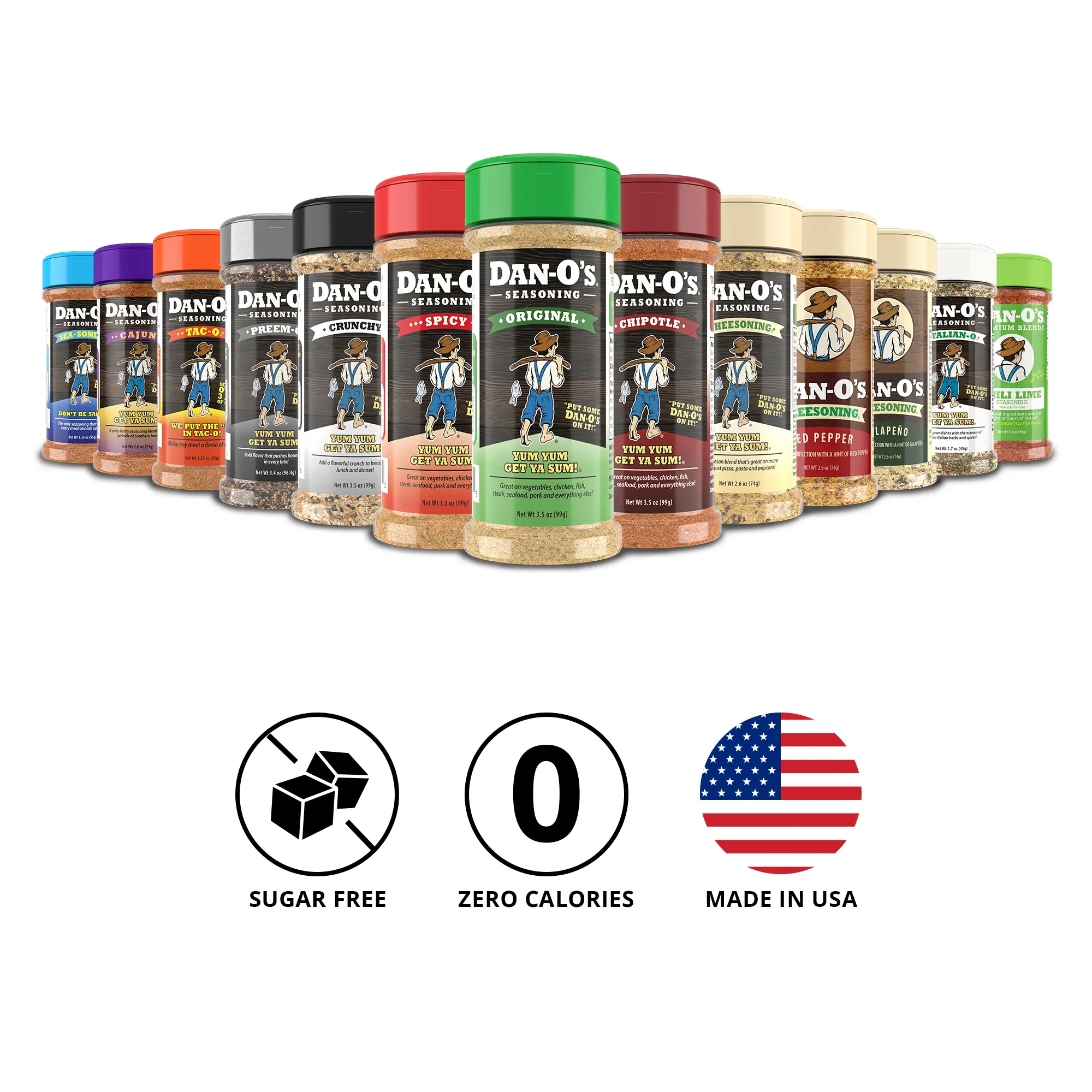 Dan-O's Seasoning 13 Flavor Combo - All the flavors of Dan-O's in one pack! Original, Spicy, Chipotle, Crunchy, Cheesoning, Preem-O, Jalapeno Cheesoni