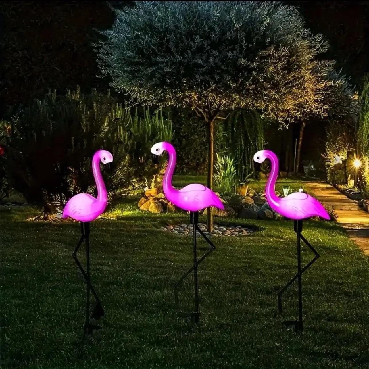 3pcs Solar Flamingo , Outdoor Waterproof, Solar Garden  For Path Lawn Yard Landscape Route  Gifts