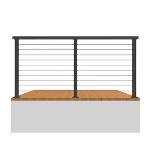 Senmit 36" 5ft-25ft Black Surface Mount All-in-One Complete Cable Railing System DIY Kit