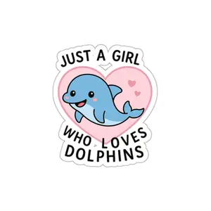 Dolphin Lover Die-Cut Stickers,  Cute Dolphin Sticker, Ocean Animal Decal, Waterproof Sticker, Laptop Decal, Car Sticker