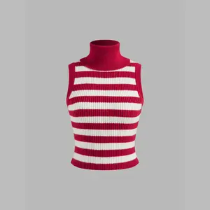 Cider [size 2-10] Knit Turtleneck Striped Tank Top