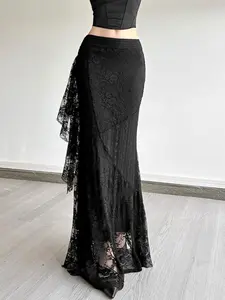 Elegant Women's Asymmetrical Hem Slimming Cocktail Skirt, Sexy Tight-Fit Long Dress for All Seasons, Perfect for Parties and Special Occasions