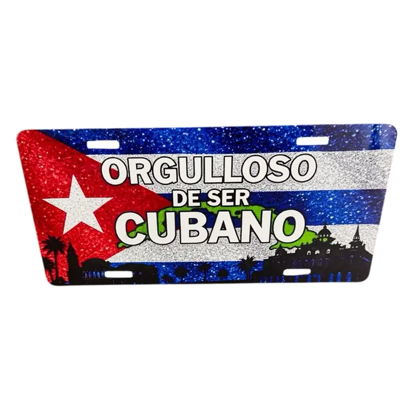 Customizable Cuban-Themed Patriotic Message Car Number Plate - Personalized with Name, Universal Automotive Exterior Accessory for Cuban Heritage Lovers, Chocolate Snack Brand Promotion